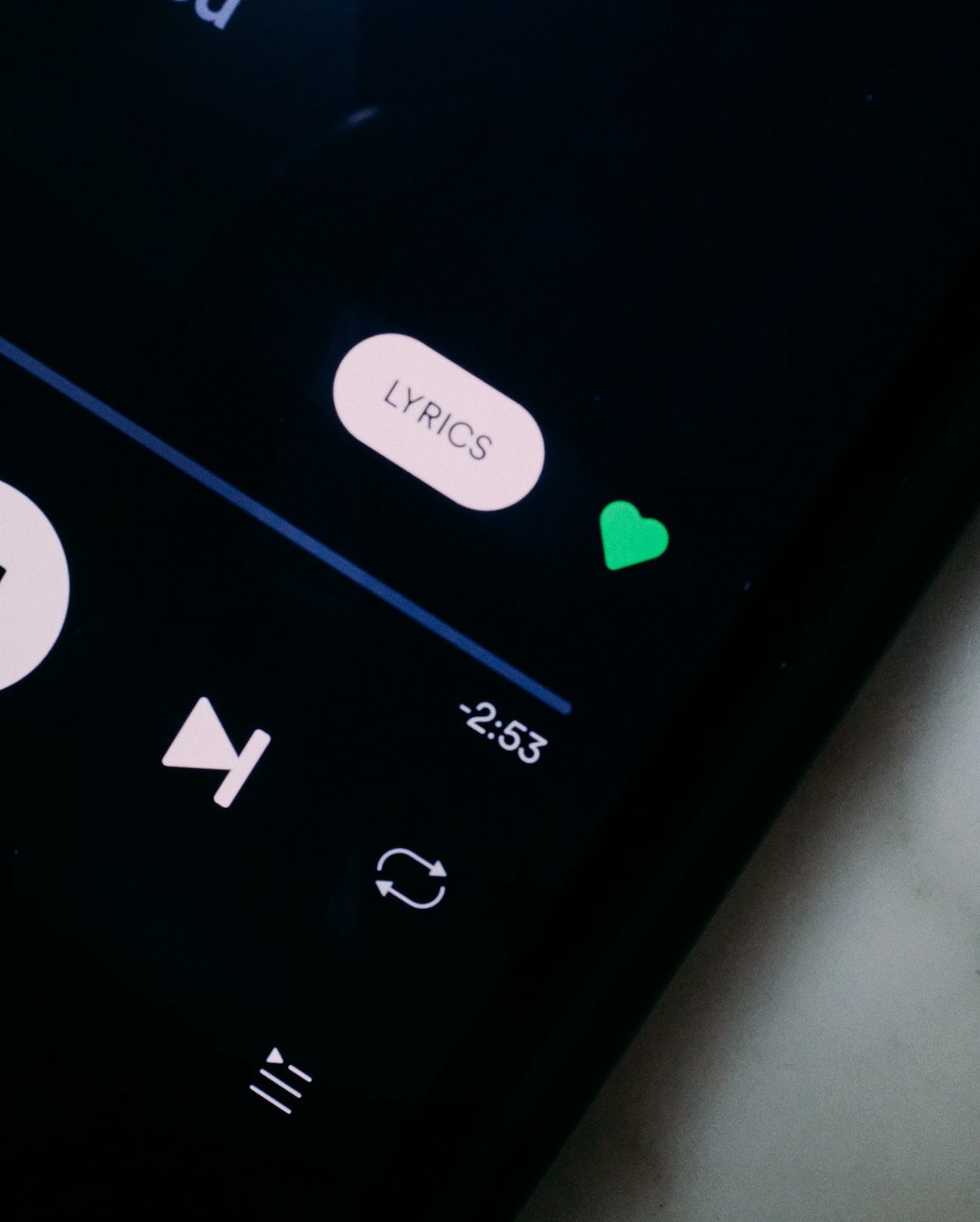 Smartphone screen showing music player interface with progress bar.